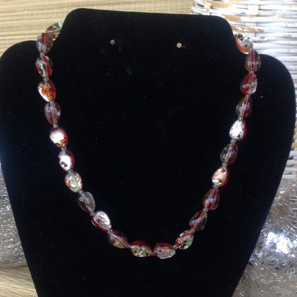 Murano Glass Italian Made Vintage Statement Runway Necklace 925 Signed - Picture 3 of 8